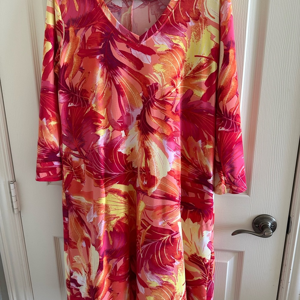 Attitudes by Renee Pink Floral dress with pockets